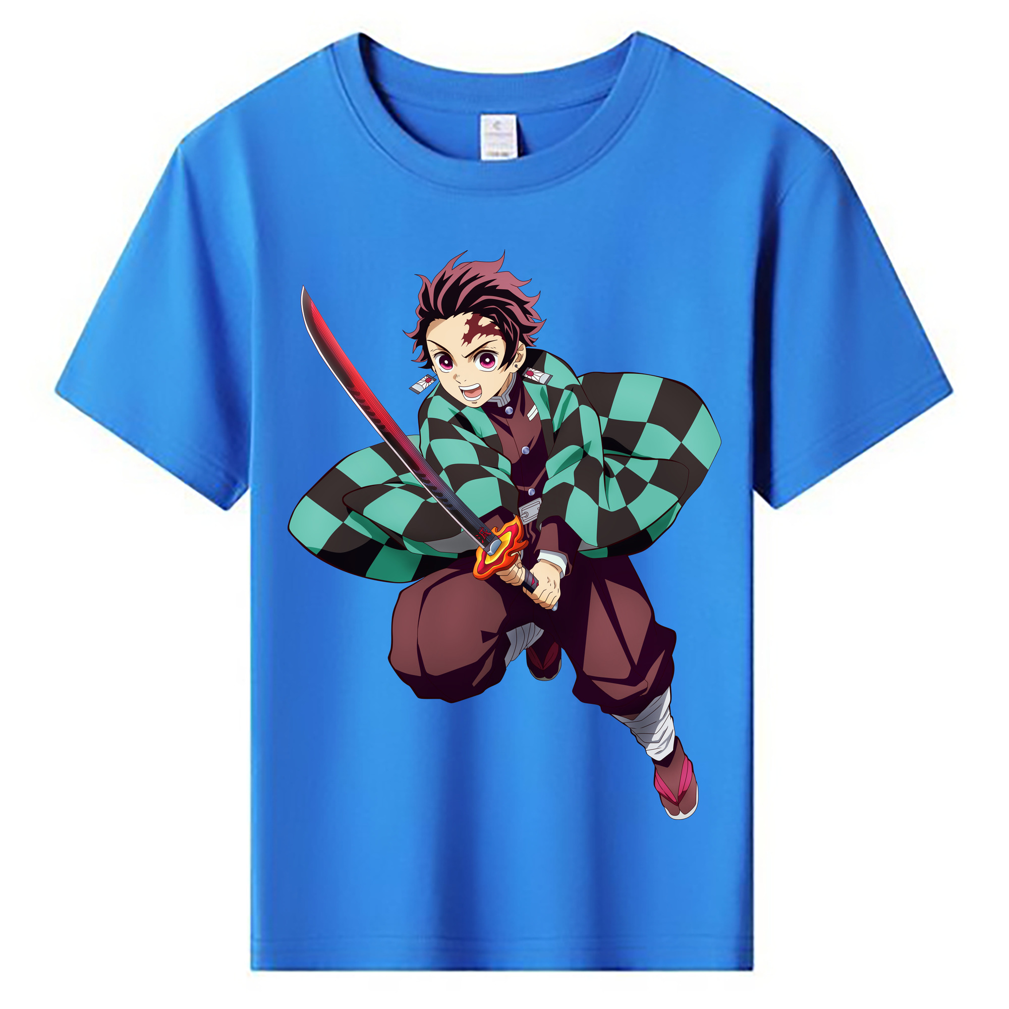 （画像用） 鬼滅の刃 竈門 炭治郎／かまど たんじろう Kamado Tanjirou 綿100％キッズTシャツ（フロントプリント）